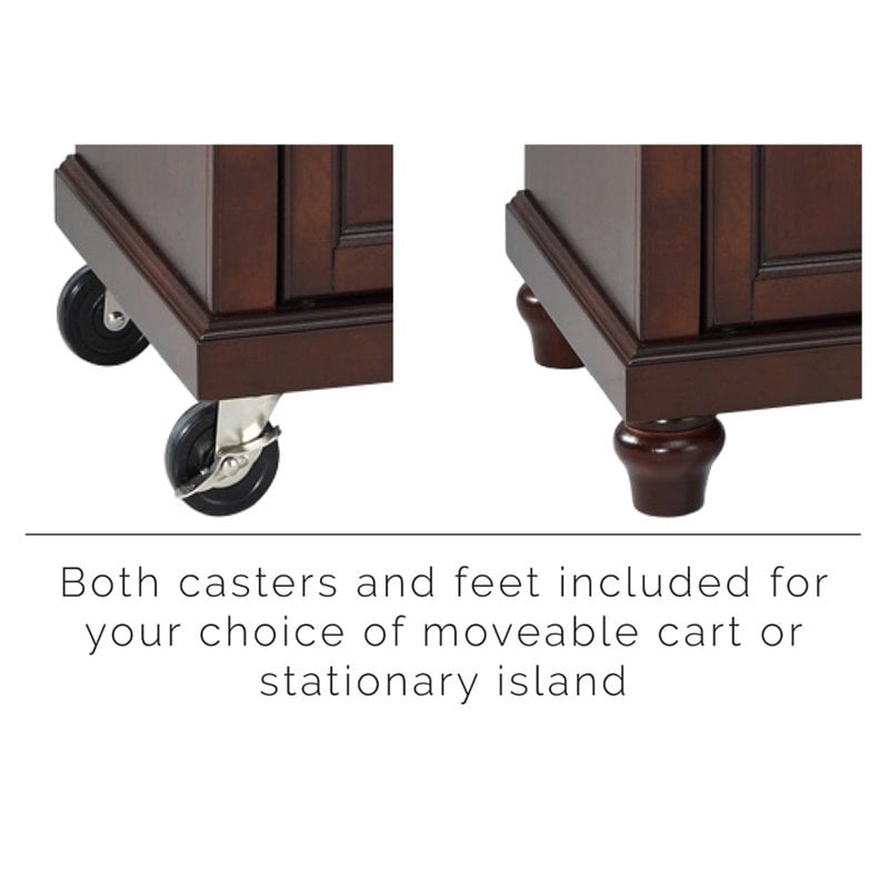 Crosley Furniture Cambridge Wood Granite Top Portable Kitchen Island in Mahogany