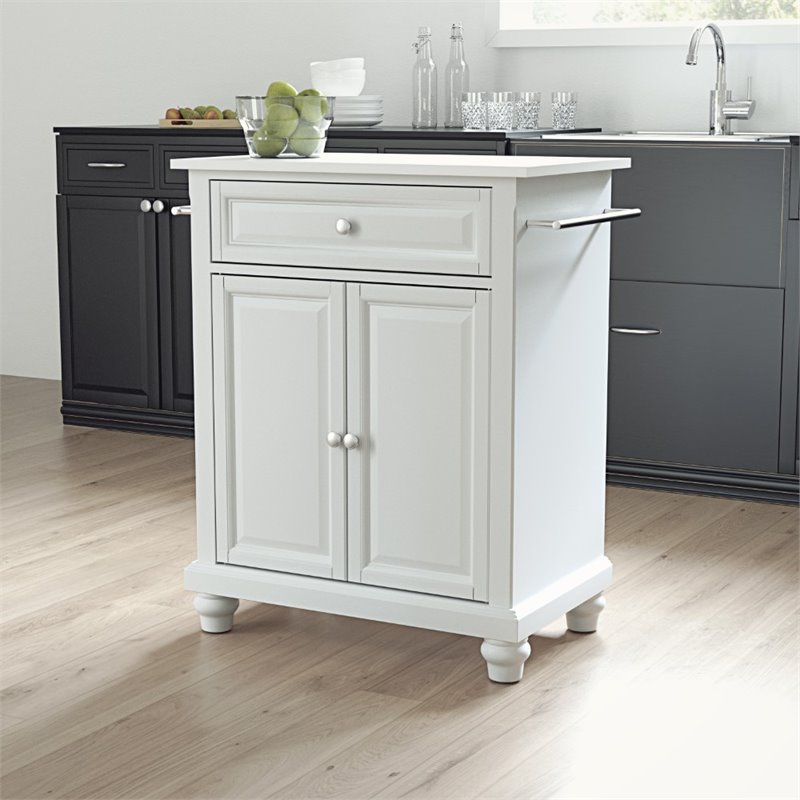 Crosley Furniture Cambridge Wood Granite Top Portable Kitchen Island in White