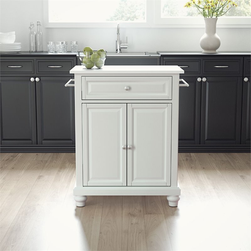 Crosley Furniture Cambridge Wood Granite Top Portable Kitchen Island in White