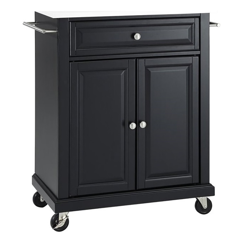 Crosley Furniture Compact Wood Kitchen Granite Top Kitchen Cart in Matte Black