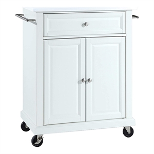 Crosley Furniture Compact Wood Kitchen Granite Top Kitchen Cart in White