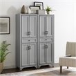 Crosley Furniture Tara Wood 4 Door Pantry Set in Distressed Gray (Set of 2)