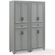 Crosley Furniture Tara Wood 4 Door Pantry Set in Distressed Gray (Set of 2)