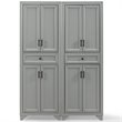 Crosley Furniture Tara Wood 4 Door Pantry Set in Distressed Gray (Set of 2)