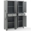 Crosley Furniture Tara Wood 4 Door Pantry Set in Distressed Gray (Set of 2)