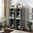 Crosley Furniture Tara Wood 4 Door Pantry Set in Distressed Gray (Set of 2)