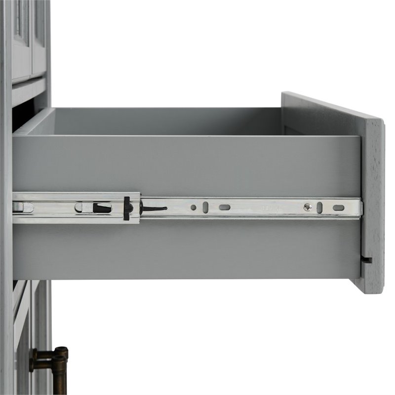 Crosley Furniture Tara Wood 4 Door Pantry Set in Distressed Gray (Set of 2)