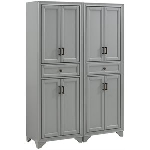 crosley tara 4 door pantry set in distressed gray (set of 2)