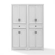 Crosley Furniture Tara Wood 4 Door Pantry Set in Distressed White (Set of 2)