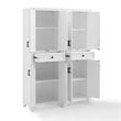 Crosley Furniture Tara Wood 4 Door Pantry Set in Distressed White (Set of 2)