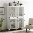 Crosley Furniture Tara Wood 4 Door Pantry Set in Distressed White (Set of 2)