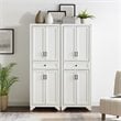 Crosley Furniture Tara Wood 4 Door Pantry Set in Distressed White (Set of 2)
