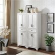 Crosley Furniture Tara Wood 4 Door Pantry Set in Distressed White (Set of 2)
