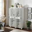 Crosley Furniture Tara Wood 4 Door Pantry Set in Distressed White (Set of 2)