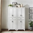Crosley Furniture Tara Wood 4 Door Pantry Set in Distressed White (Set of 2)