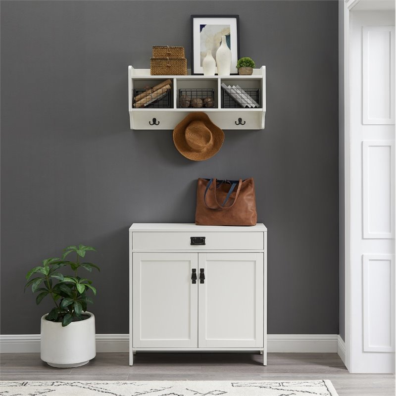 Crosley Fremont 2 Piece Entryway Set in Distressed White