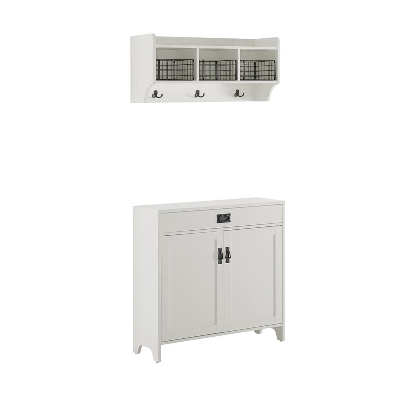 Crosley Fremont 2 Piece Entryway Set in Distressed White