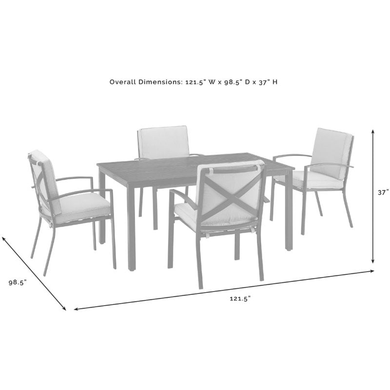 Crosley Furniture Kaplan 5-Piece Fabric & Metal Outdoor Dining Set in Mist Green