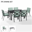 Crosley Furniture Kaplan 7-Piece Fabric & Metal Outdoor Dining Set in Mist Green