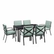 Crosley Furniture Kaplan 7-Piece Fabric & Metal Outdoor Dining Set in Mist Green