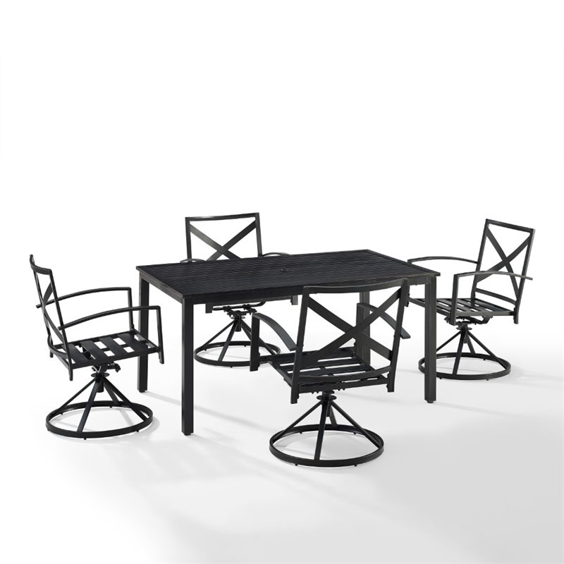 Crosley Furniture Kaplan 5 Piece Metal Outdoor Dining Set in Mist Green
