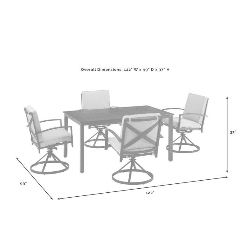 Crosley Furniture Kaplan 5 Piece Metal Outdoor Dining Set in Mist Green