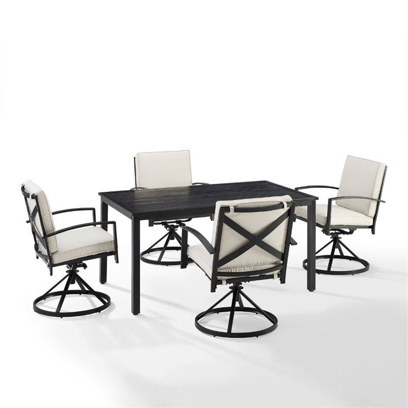 Crosley Furniture Kaplan 5 Piece Metal Outdoor Dining Set in Oatmeal