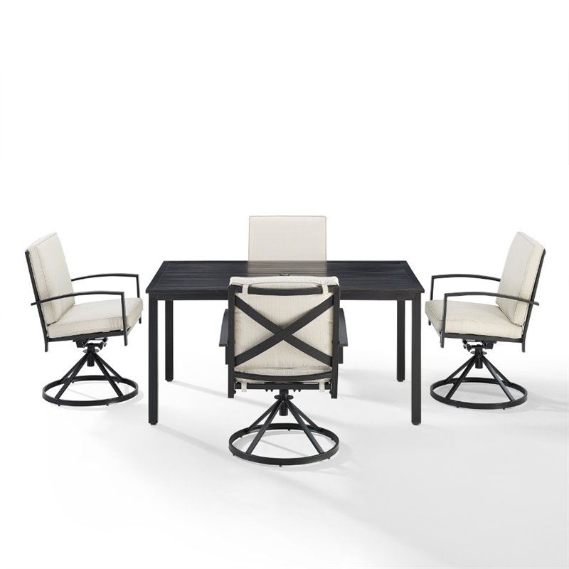 Crosley Furniture Kaplan 5 Piece Metal Outdoor Dining Set in Oatmeal