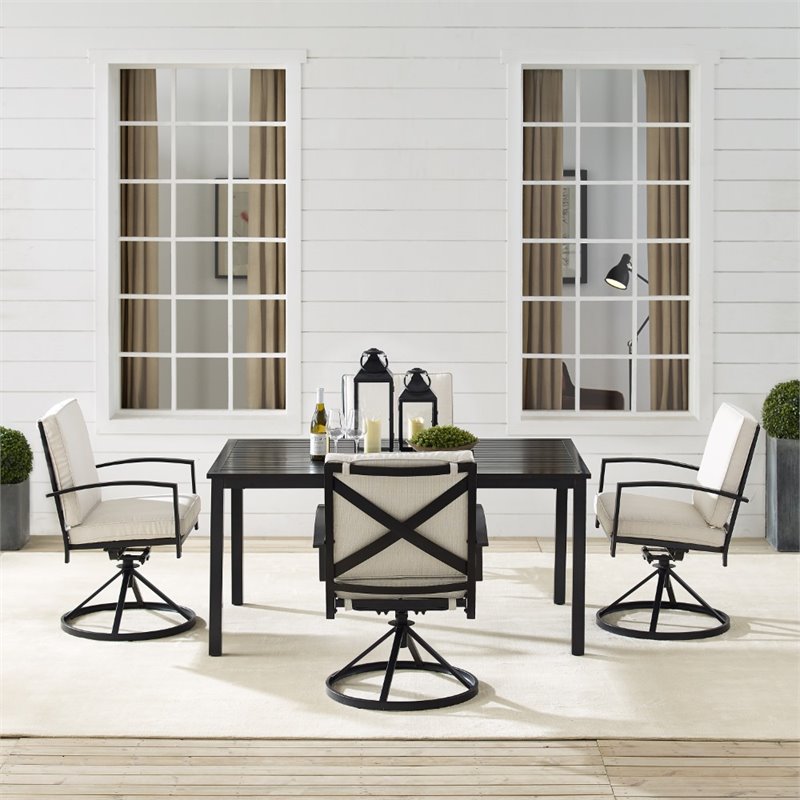 Crosley Furniture Kaplan 5 Piece Metal Outdoor Dining Set in Oatmeal