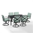 Crosley Furniture Kaplan 7 Piece Metal Outdoor Dining Set in Mist Green