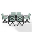 Crosley Furniture Kaplan 7 Piece Metal Outdoor Dining Set in Mist Green