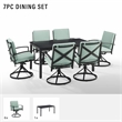 Crosley Furniture Kaplan 7 Piece Metal Outdoor Dining Set in Mist Green