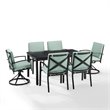 Crosley Furniture Kaplan 7 Piece Metal Outdoor Dining Set in Mist Green