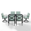 Crosley Furniture Kaplan 7 Piece Metal Outdoor Dining Set in Mist Green