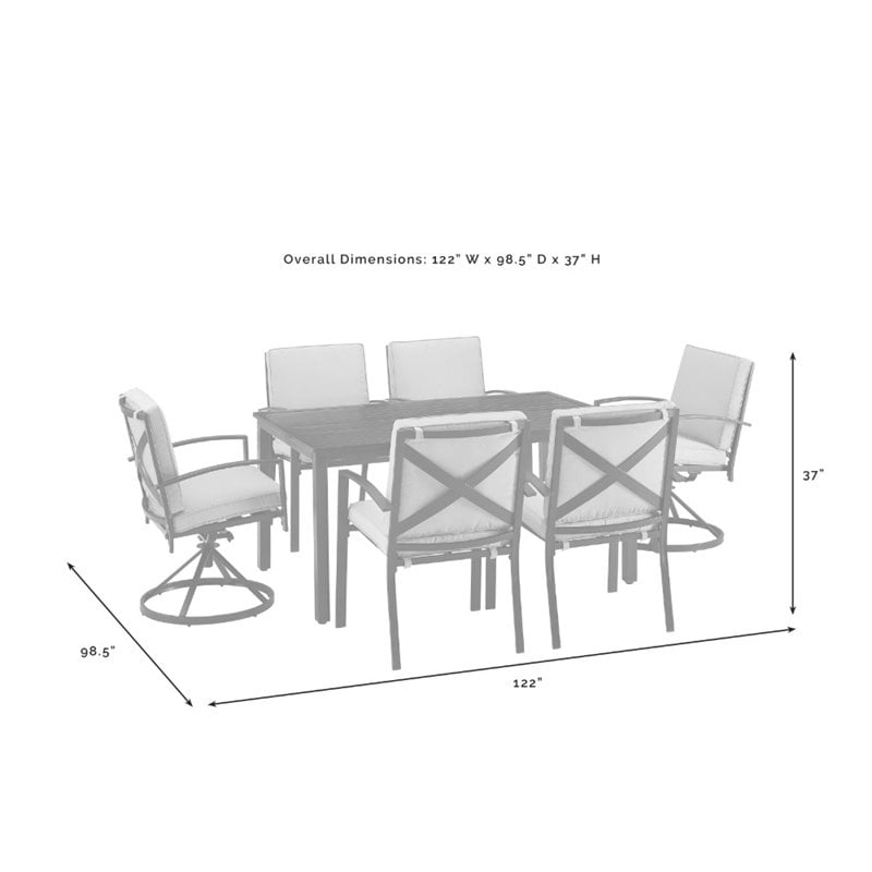 Crosley Furniture Kaplan 7 Piece Metal Outdoor Dining Set in Mist Green