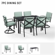 Crosley Furniture Kaplan 7 Piece Metal Outdoor Dining Set in Mist Green