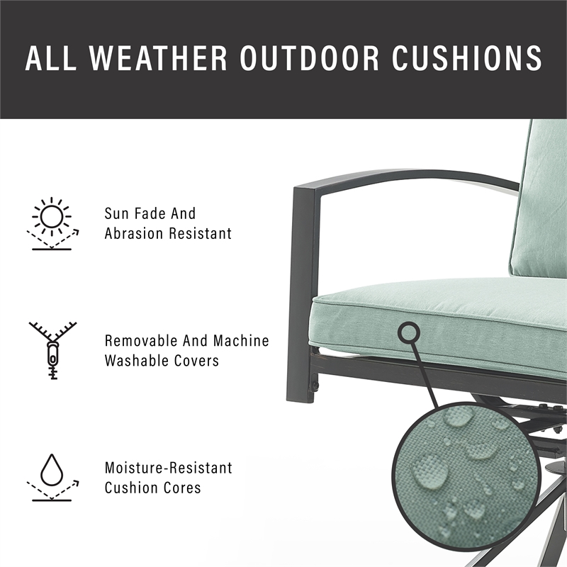 Crosley Furniture Kaplan 7 Piece Metal Outdoor Dining Set in Mist Green