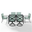 Crosley Furniture Kaplan 7 Piece Metal Outdoor Dining Set in Mist Green
