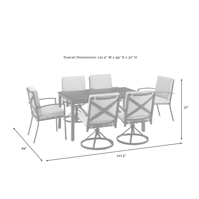 Crosley Furniture Kaplan 7 Piece Metal Outdoor Dining Set in Mist Green
