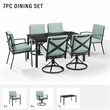Crosley Furniture Kaplan 7 Piece Metal Outdoor Dining Set in Mist Green