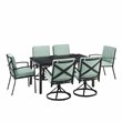 Crosley Furniture Kaplan 7 Piece Metal Outdoor Dining Set in Mist Green
