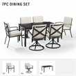 Crosley Furniture Kaplan 7 Piece Metal Outdoor Dining Set in Oatmeal