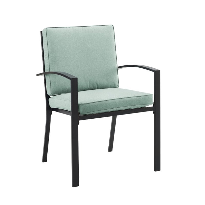 Crosley Furniture Kaplan Outdoor Fabric Dining Chair Set in Green (Set of 2)