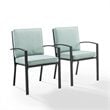 Crosley Furniture Kaplan Outdoor Fabric Dining Chair Set in Green (Set of 2)