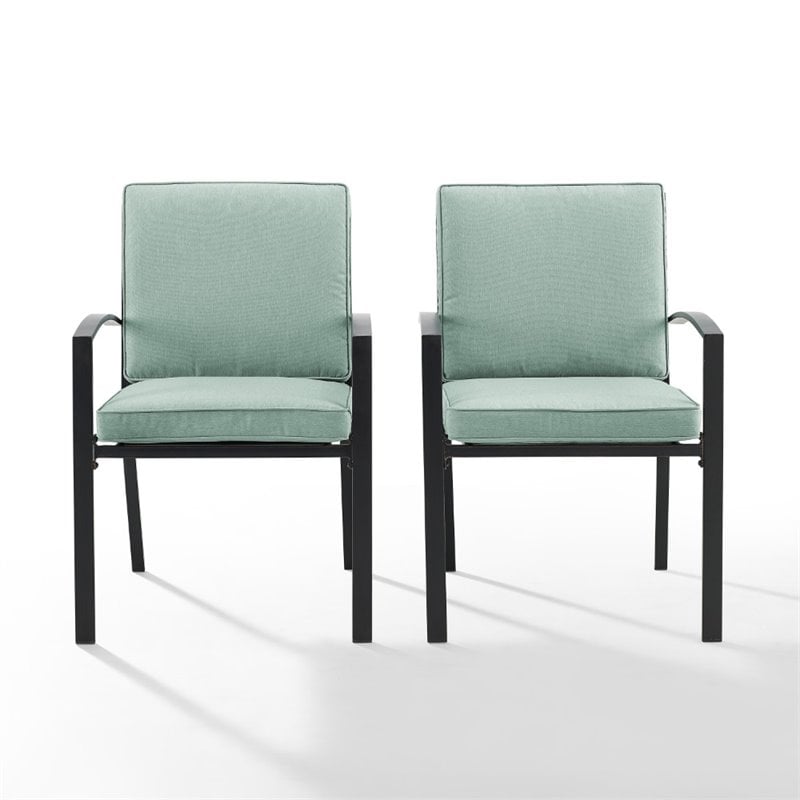 Crosley Furniture Kaplan Outdoor Fabric Dining Chair Set in Green (Set of 2)