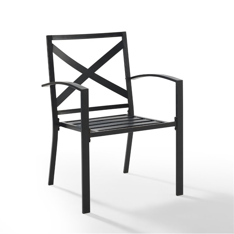 Crosley Furniture Kaplan Outdoor Fabric Dining Chair Set in Green (Set of 2)