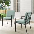 Crosley Furniture Kaplan Outdoor Fabric Dining Chair Set in Green (Set of 2)