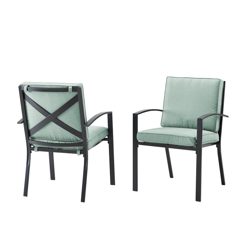 Crosley Furniture Kaplan Outdoor Fabric Dining Chair Set in Green (Set of 2)