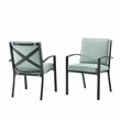 Crosley Furniture Kaplan Outdoor Fabric Dining Chair Set in Green (Set of 2)