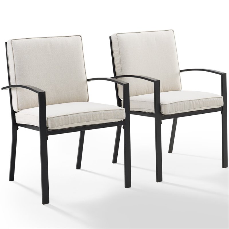 Crosley Furniture Kaplan Fabric Outdoor Dining Chair Set in Oatmeal (Set of 2)